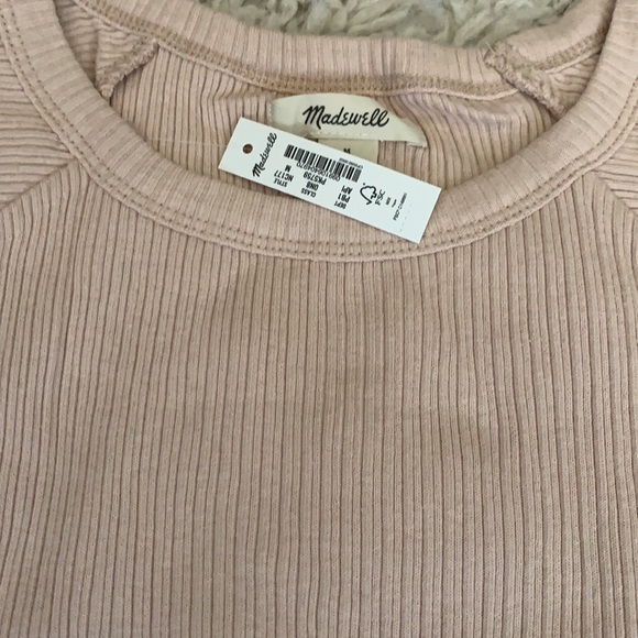 NWT- Madewell Pink Ribbed Knit Drawstring Pajama Top - Picture 6 of 8